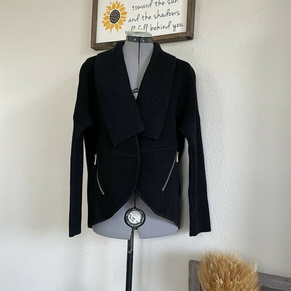 St. John Wool Angora Cashmere Blend Jacket Black Shawl Collar - Picture 1 of 7